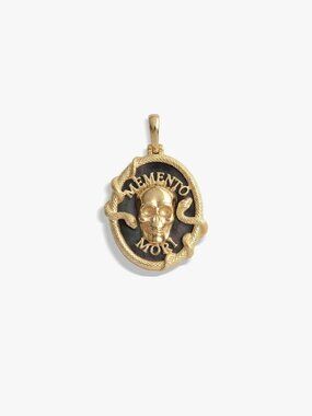 Awe Inspired Memento Mori Skull Pendant 14K Gold Vermeil